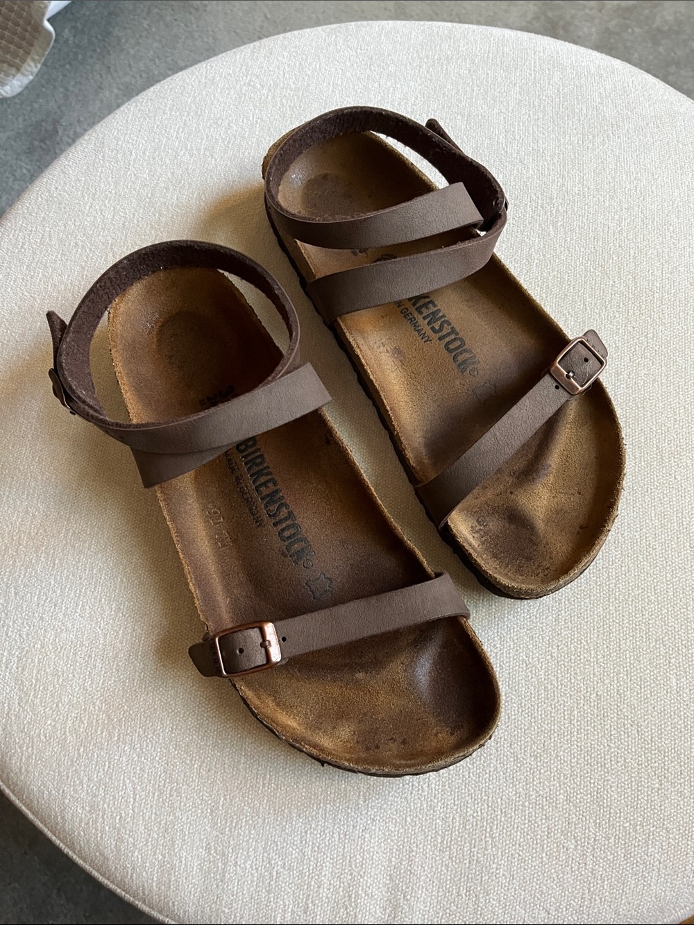 Birkenstock 37  Brown Double-Strap Ankle Sandals